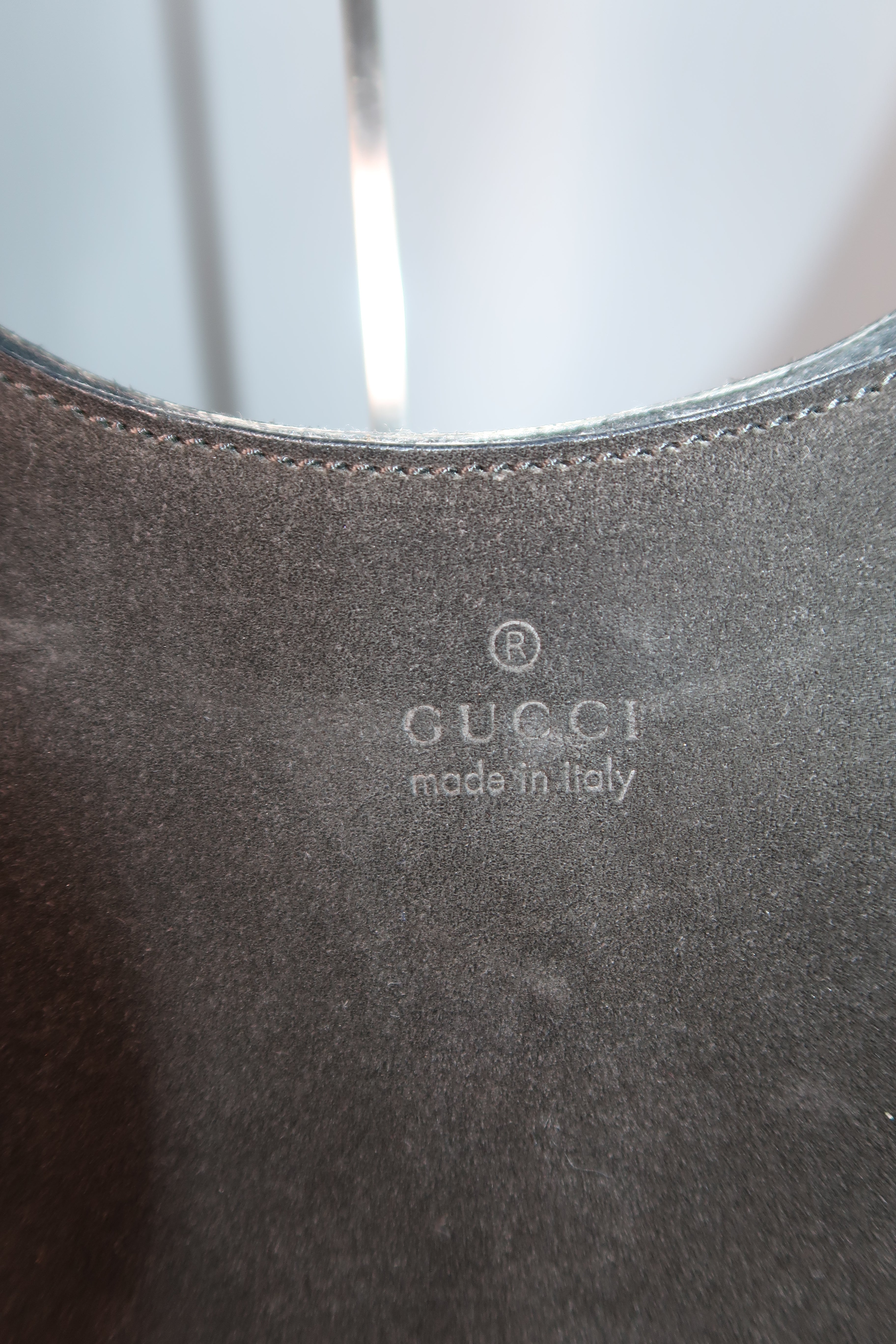 Gucci Bamboo Black Hobo Suede Bag