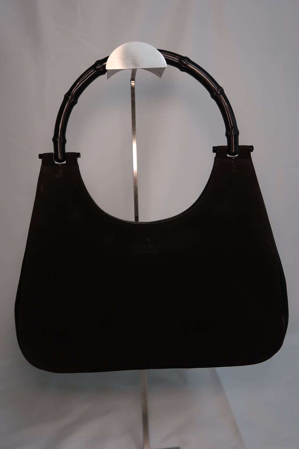 Gucci Bamboo Black Hobo Suede Bag