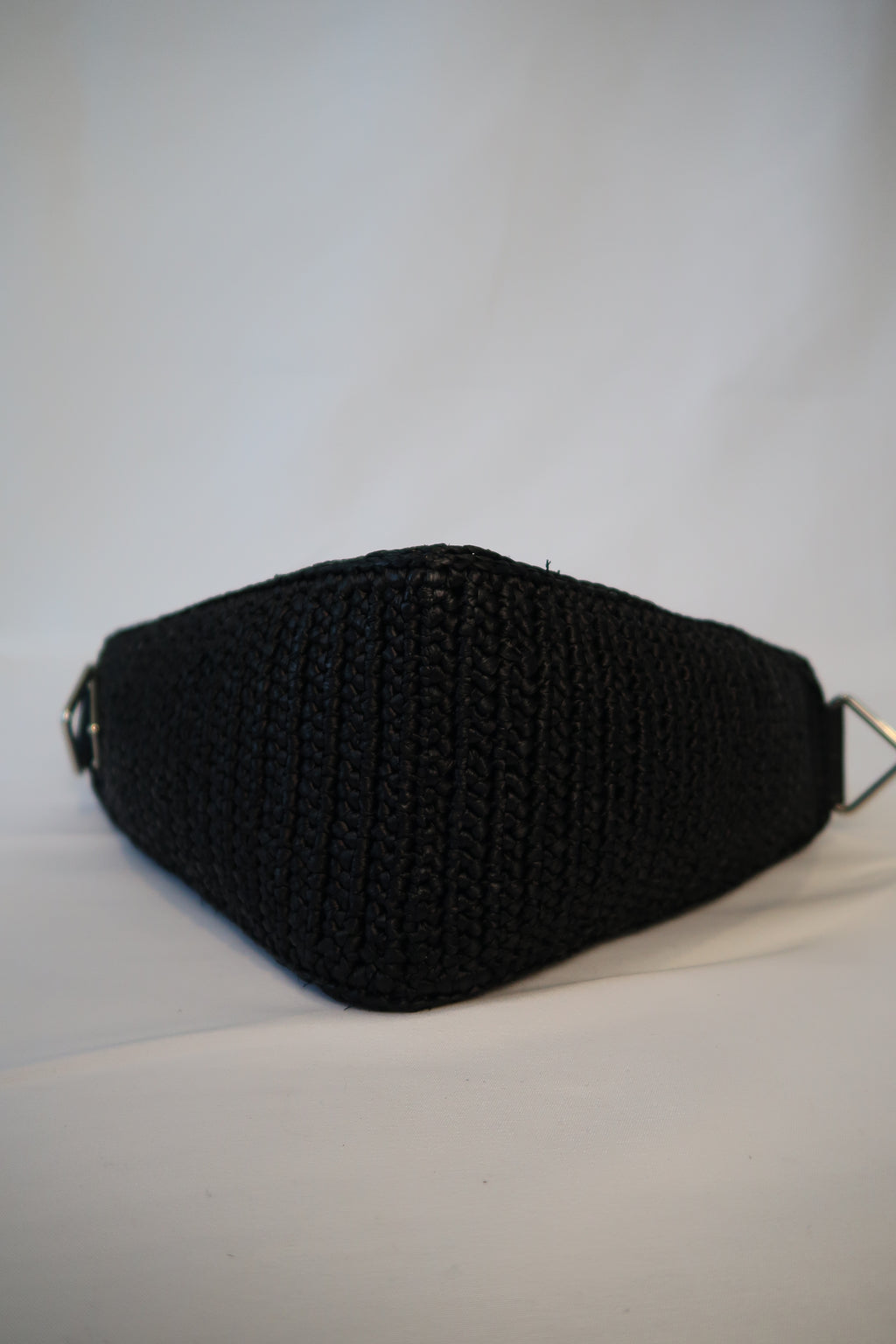 Prada Raffia Black Triangle Bag with Coin Pouch