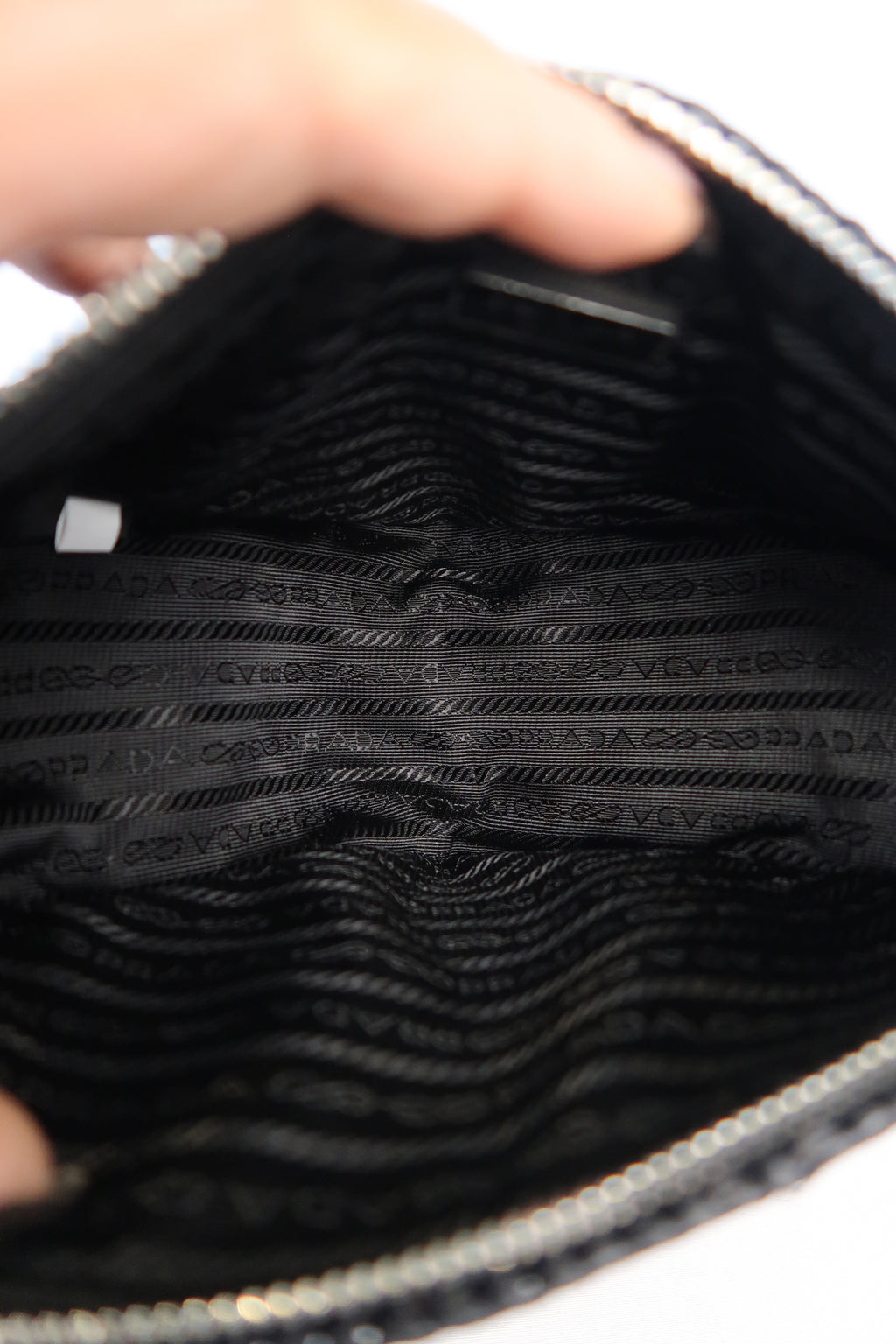 Prada Raffia Black Triangle Bag with Coin Pouch