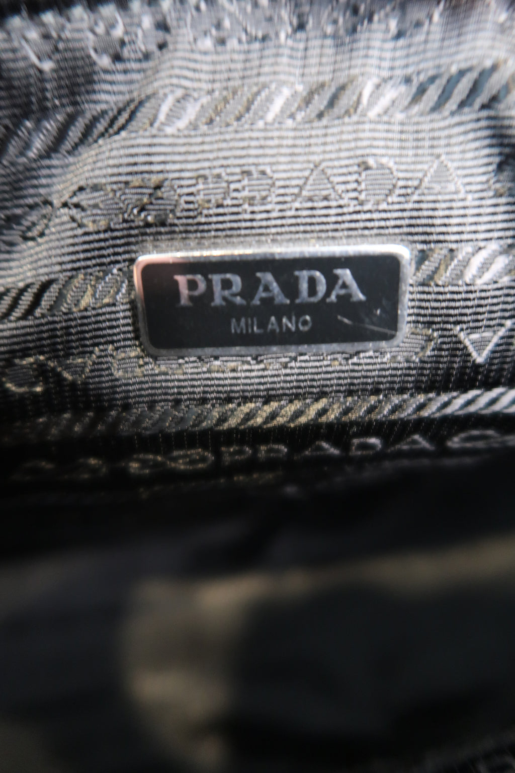 Prada Raffia Black Triangle Bag with Coin Pouch