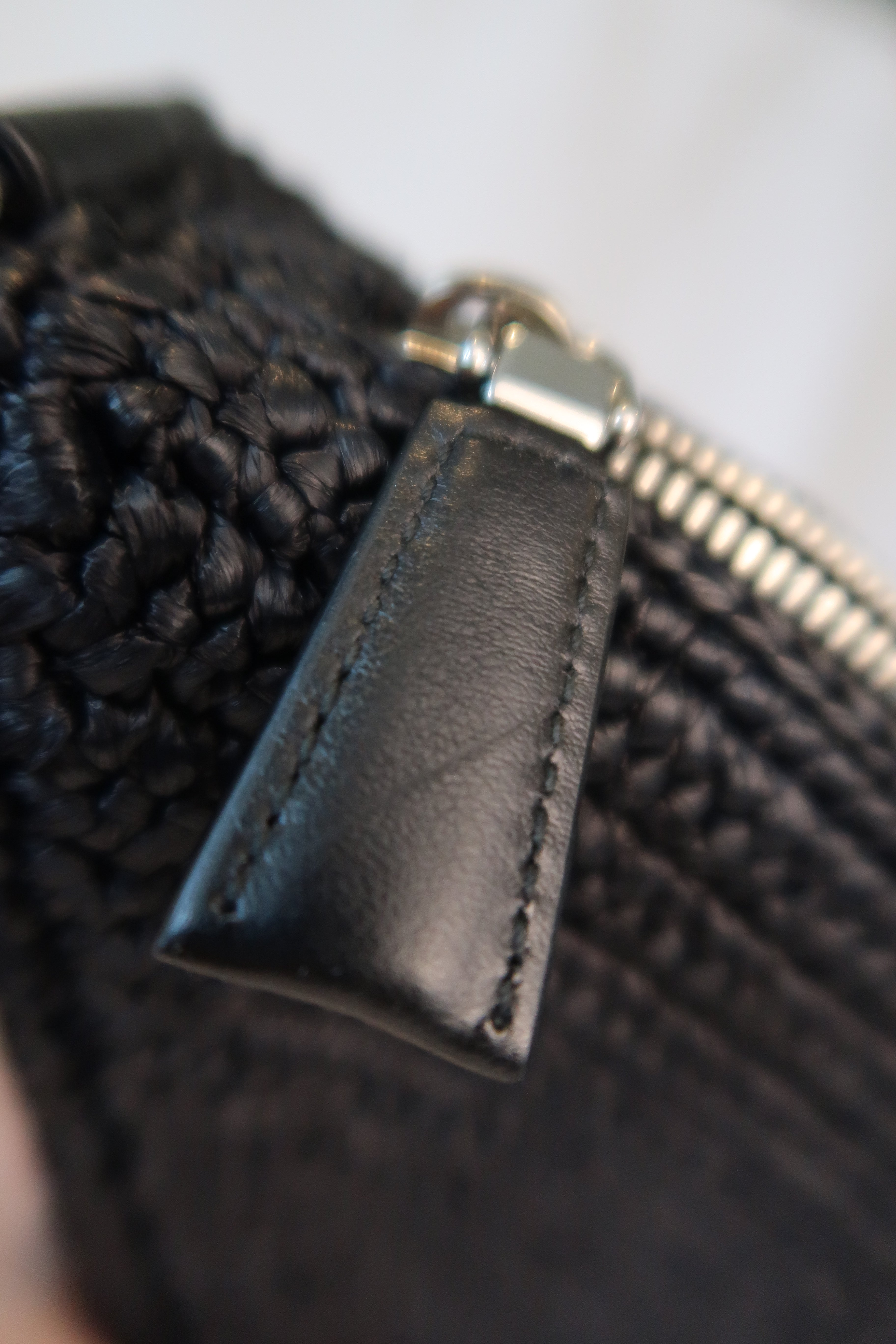 Prada Raffia Black Triangle Bag with Coin Pouch