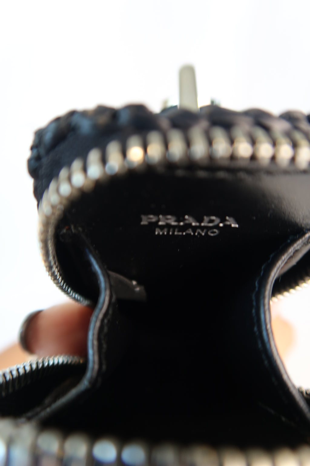 Prada Raffia Black Triangle Bag with Coin Pouch