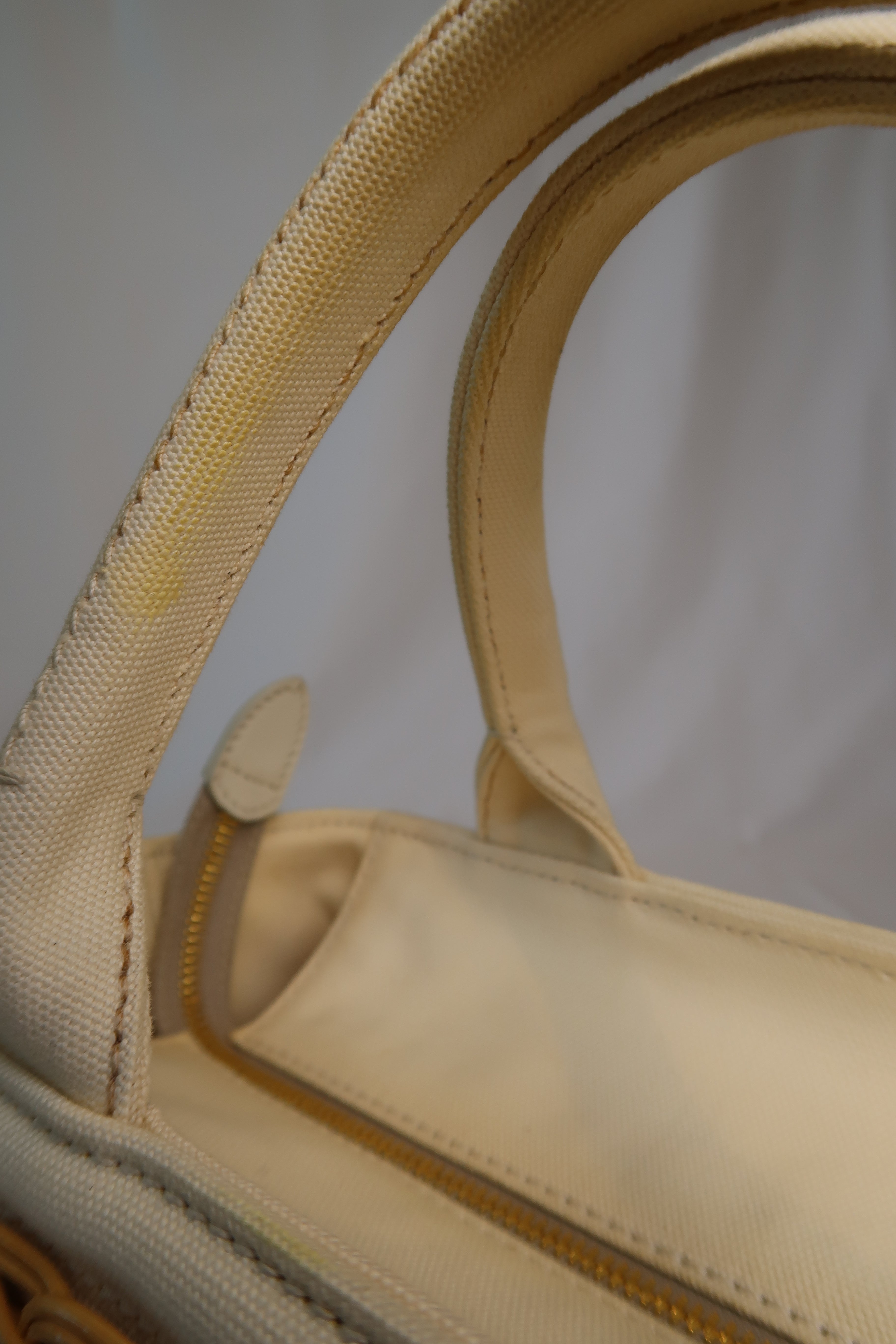 Prada White Wicker and Canvas Tote Medium