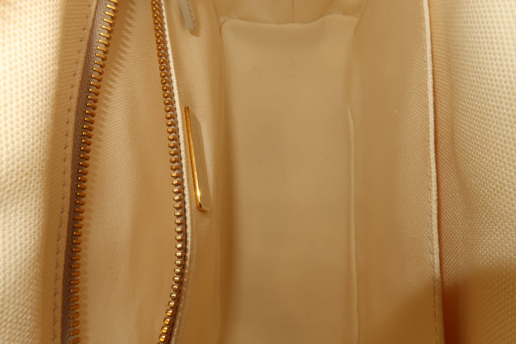 Prada White Wicker and Canvas Tote Medium