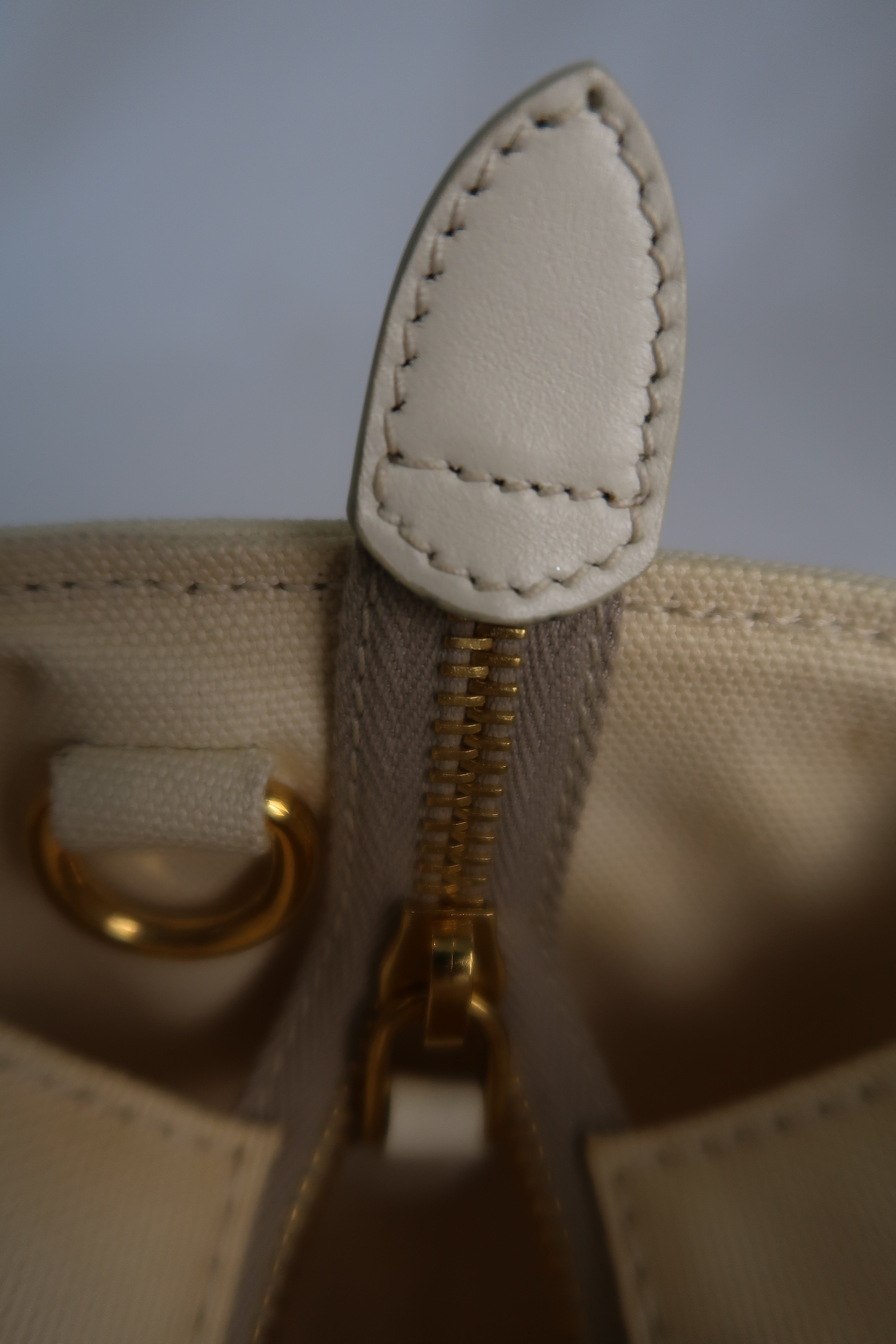 Prada White Wicker and Canvas Tote Medium