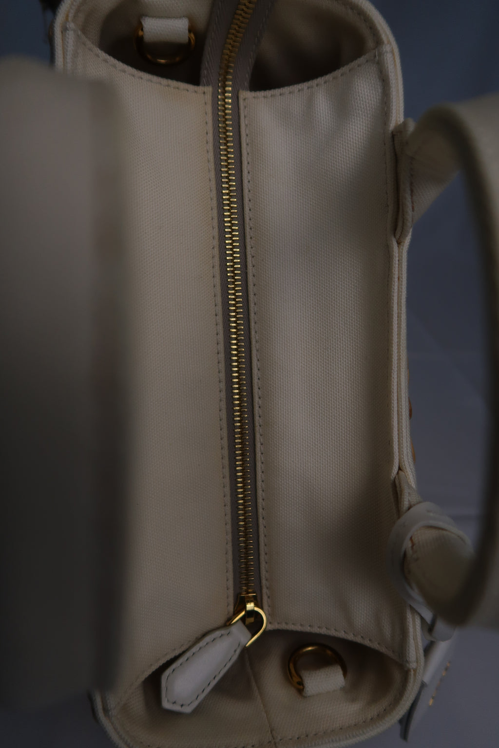 Prada White Wicker and Canvas Tote Medium