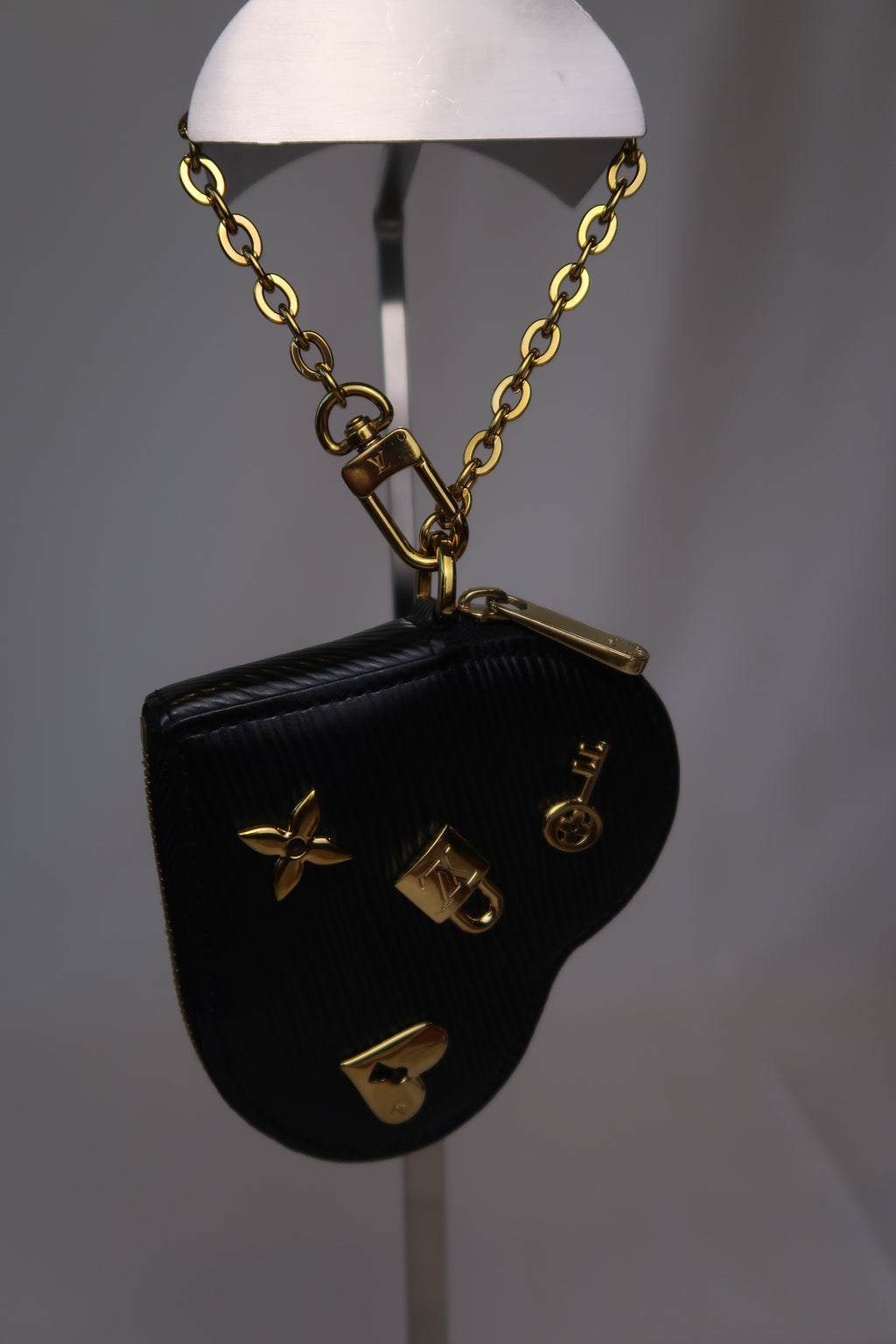 Louis Vuitton "Love Lock" Heart Coin Purse Black Epi