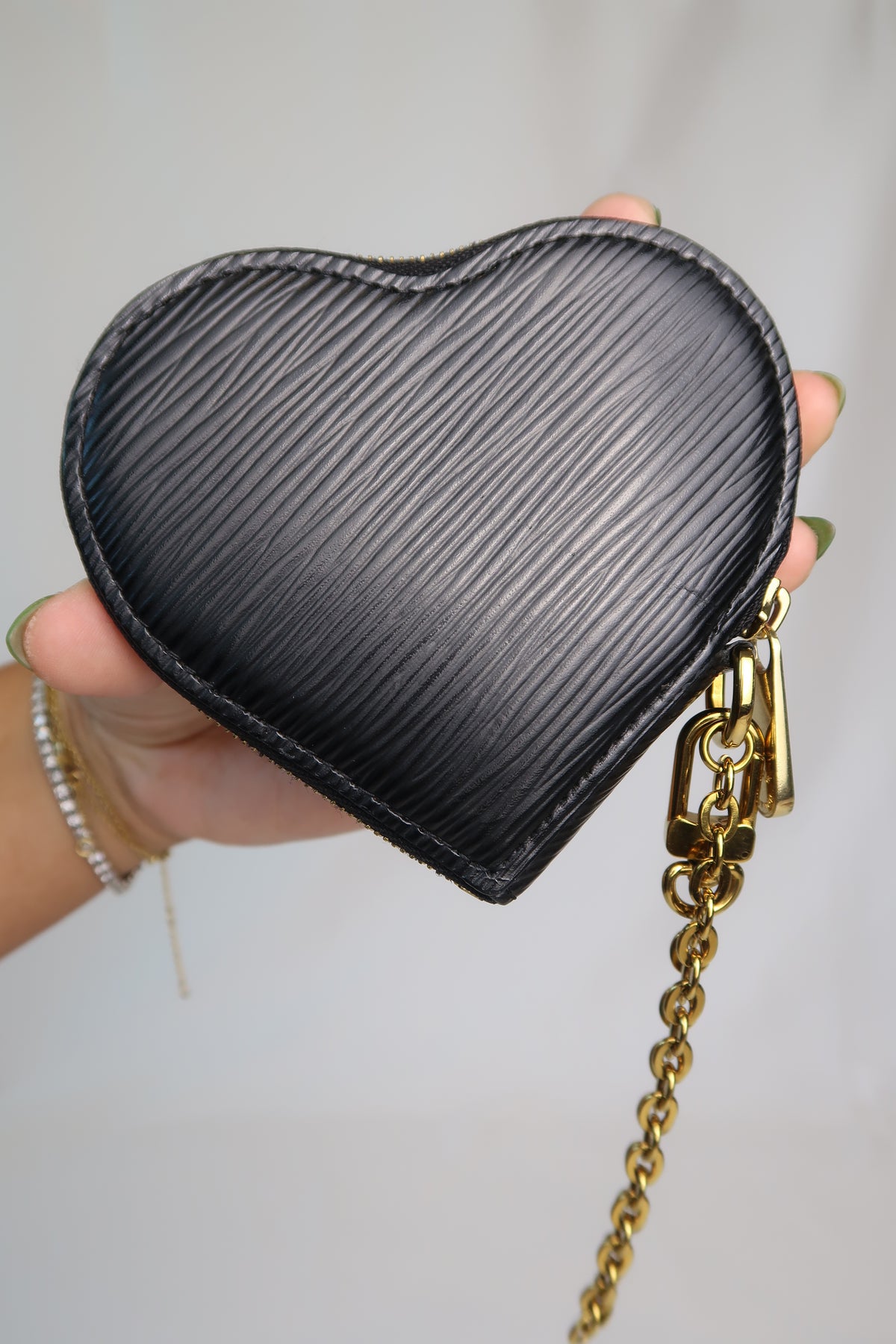 Louis Vuitton "Love Lock" Heart Coin Purse Black Epi